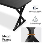 Mesa de comedor industrial Dyonery de 70,8 pulgadas para 6-8 personas, tapa de madera maciza con estructura de metal, mesa rectangular para cocina y comedor