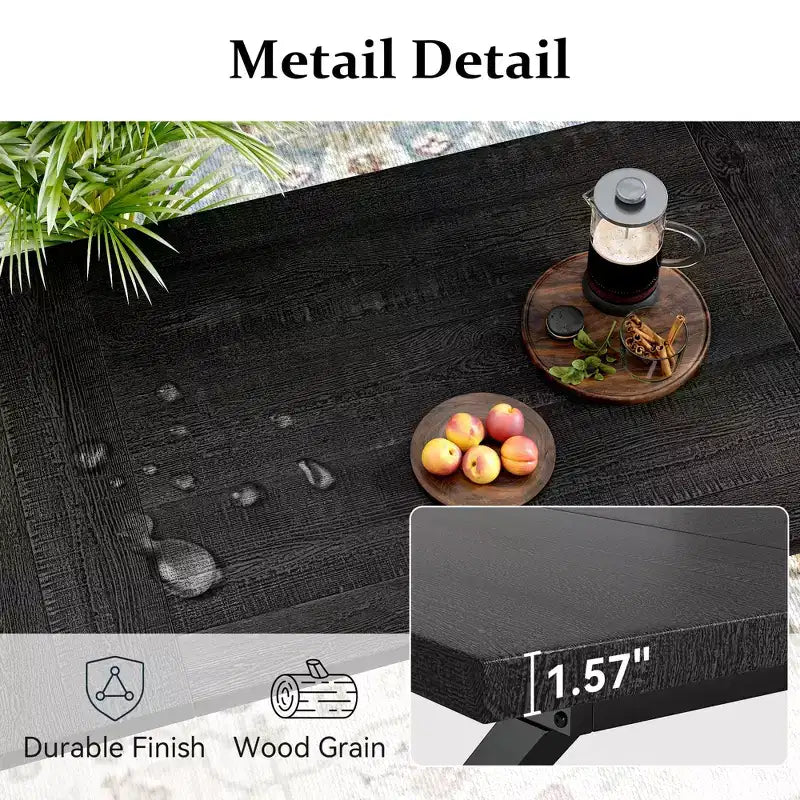 Mesa de comedor industrial Dyonery de 70,8 pulgadas para 6-8 personas, tapa de madera maciza con estructura de metal, mesa rectangular para cocina y comedor