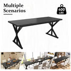 Mesa de comedor industrial Dyonery de 70,8 pulgadas para 6-8 personas, tapa de madera maciza con estructura de metal, mesa rectangular para cocina y comedor