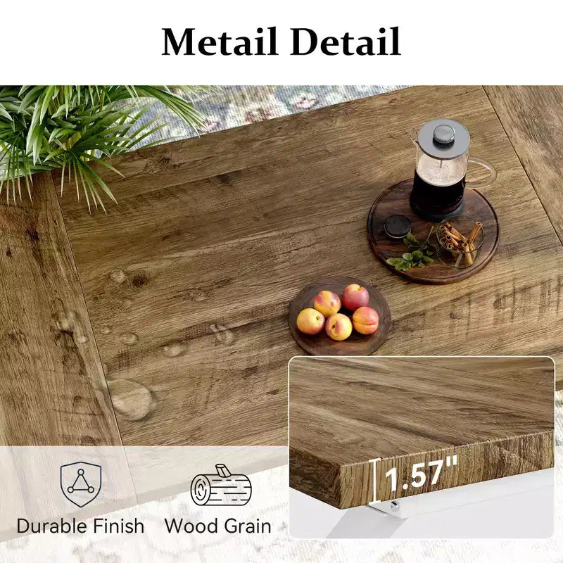 Mesa de comedor industrial Dyonery de 70,8 pulgadas para 6-8 personas, tapa de madera maciza con estructura de metal, mesa rectangular para cocina y comedor