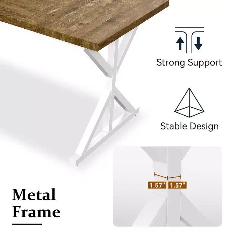 Mesa de comedor industrial Dyonery de 70,8 pulgadas para 6-8 personas, tapa de madera maciza con estructura de metal, mesa rectangular para cocina y comedor