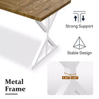 Mesa de comedor industrial Dyonery de 70,8 pulgadas para 6-8 personas, tapa de madera maciza con estructura de metal, mesa rectangular para cocina y comedor
