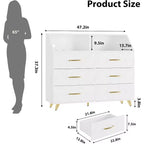 Cómoda moderna de 6 cajones Zstar con luces LED para armario, soporte de TV, sala de estar, entrada