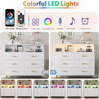 Cómoda moderna de 6 cajones Zstar con luces LED para armario, soporte de TV, sala de estar, entrada