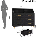 Cómoda moderna de 6 cajones Zstar con luces LED para armario, soporte de TV, sala de estar, entrada