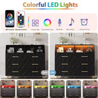 Cómoda moderna de 6 cajones Zstar con luces LED para armario, soporte de TV, sala de estar, entrada