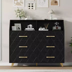 Zstar Modern 6 Drawer Dresser with LED Lights for Closet, TV Stand, Living Room, Entryway