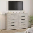 Cómoda de 5 cajones para dormitorio, cajonera gris con tiradores empotrados, organizador de madera para sala de estar, guardería, pasillo y recibidor