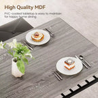 Juego de Mesa de Comedor para 4 con Cubierta de MDF y Estructura Metálica, Mesa de Cocina con Banco Tapizado y Taburetes Cuadrados, Juego de Comedor Compacto con Almacenamiento.
