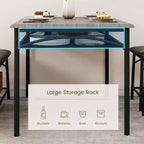 Juego de Mesa de Comedor para 4 con Cubierta de MDF y Estructura Metálica, Mesa de Cocina con Banco Tapizado y Taburetes Cuadrados, Juego de Comedor Compacto con Almacenamiento.