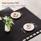 Juego de Mesa de Comedor para 4 con Cubierta de MDF y Estructura Metálica, Mesa de Cocina con Banco Tapizado y Taburetes Cuadrados, Juego de Comedor Compacto con Almacenamiento.