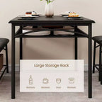 Juego de Mesa de Comedor para 4 con Cubierta de MDF y Estructura Metálica, Mesa de Cocina con Banco Tapizado y Taburetes Cuadrados, Juego de Comedor Compacto con Almacenamiento.