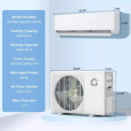 Mini Split Air Conditioner Heat Pump, 9000 BTU Mini Split AC 24 SEER2 Cools Up to 450 Sq.Ft, Wifi-Enabled Ductless Inverter AC Unit,208/230V