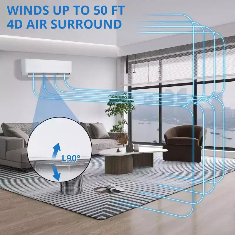 18,000 BTU AC 23 SEER, Cools Room Up to 1250 Sq. Ft, Wall Mount Ductless Mini C Heat Pump Full Set with 16ft Installation Kit Split System,White