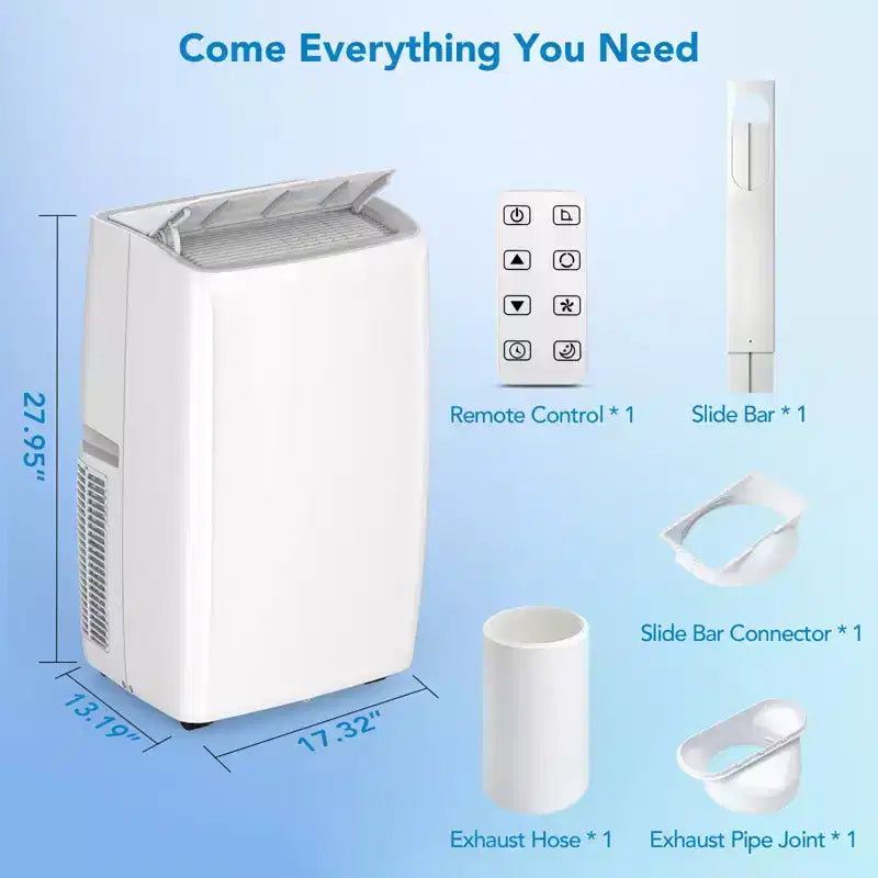 Portable Air Conditioner 14000Btu, Air Conditioner Floor Unit for Room 450-700 Sq Ft Air Conditioning, 4 in 1(Cool/Fan/Dry/Sleep),White
