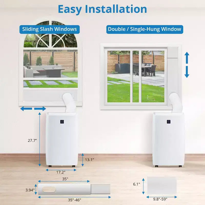 Portable Air Conditioners, 14000 BTU Portable AC, Cools up to 750 Sq. Ft 3-in-1 Mobile AC for Room with Dehumidifier Fan Sleep Mode, 24H Timer