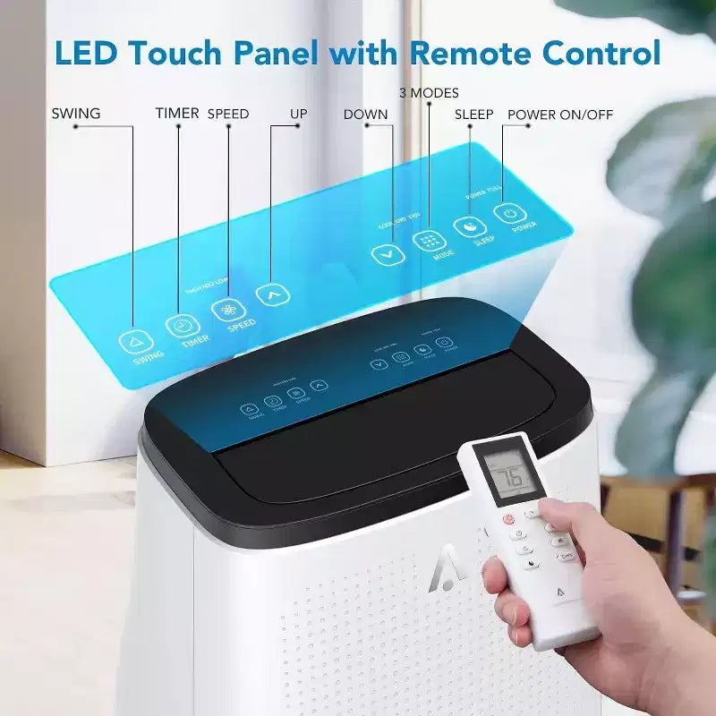 15,000 BTU Portable Air Conditioner, Portable AC Built-in Cool with Dehumidifier, and Fan Cools up to 850 Sq. Ft Bedroom, Office, Kitchen