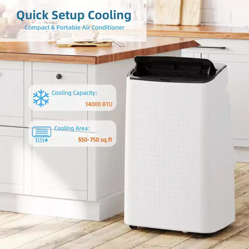 Portable Air Conditioners for Room up to 750 Sq.ft, 14,000 BTU Floor AC , Remote Control, 24-Hour Timer, Window Slider Kit