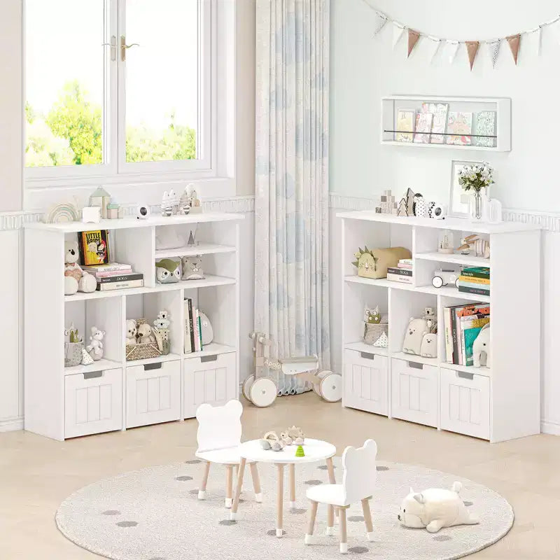 Mueble Organizador de Juguetes con Cajones, Estante de Juguetes para Niños, Librería Infantil, Organizador de Almacenamiento de Piso, Estantería Grande Abierta para Sala de Juegos, Dormitorio, Guardería