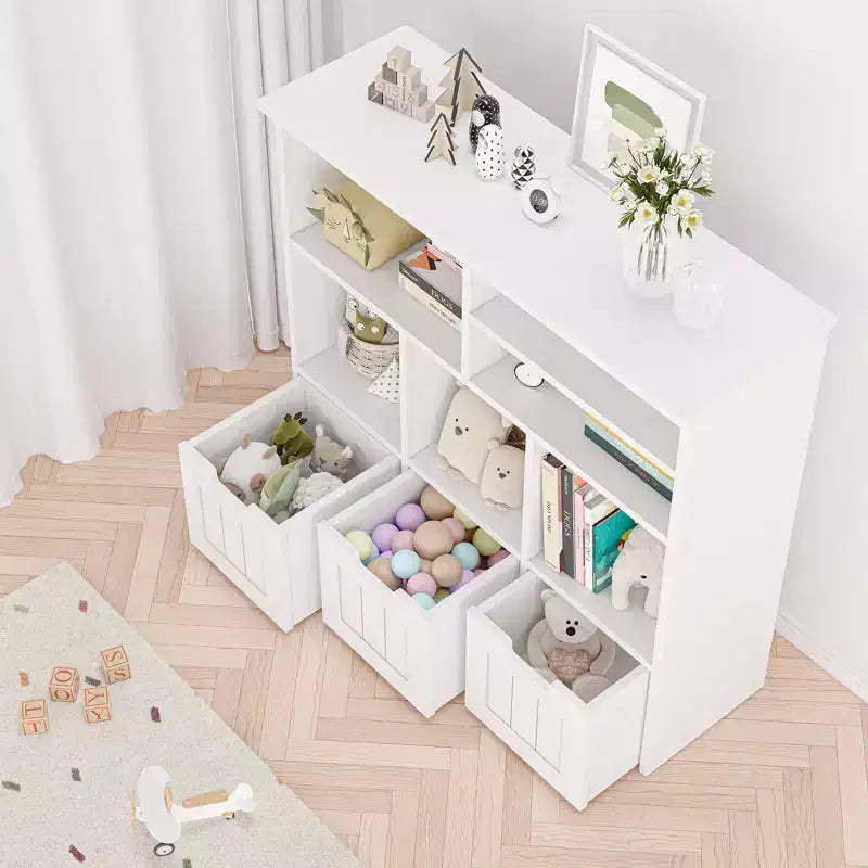 Mueble Organizador de Juguetes con Cajones, Estante de Juguetes para Niños, Librería Infantil, Organizador de Almacenamiento de Piso, Estantería Grande Abierta para Sala de Juegos, Dormitorio, Guardería