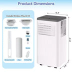 8,000 BTU Portable Air Conditioner,Portable AC Unit for Bedroom up to 350 Sq. Ft, Cooling, Dehumidifier, Floor Standing Air Conditioner, 24H Timer