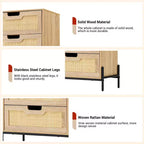 Cómoda de ratán natural, Cómoda de madera, Gabinete de almacenamiento estilo casa de campo, Tocador de dormitorio