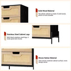 Cómoda de ratán natural, Cómoda de madera, Gabinete de almacenamiento estilo casa de campo, Tocador de dormitorio