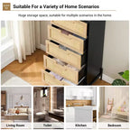 Cómoda de ratán natural, Cómoda de madera, Gabinete de almacenamiento estilo casa de campo, Tocador de dormitorio