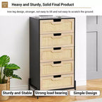 Cómoda de ratán natural, Cómoda de madera, Gabinete de almacenamiento estilo casa de campo, Tocador de dormitorio