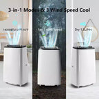 14,000 BTU Portable air conditioners, 750 Sq Ft Coverage, 4-in-1 Function,Dual Motor with Dehumidifier & Remote, Ideal for Large Rooms & Campers