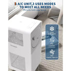 12,000 BTU Portable Air Conditioner 3-in-1 Drainage-Free AC for Bedrooms (190-250 Sq.Ft), Dehumidifier, Fan, Sleep Mode, 24-Hour Timer