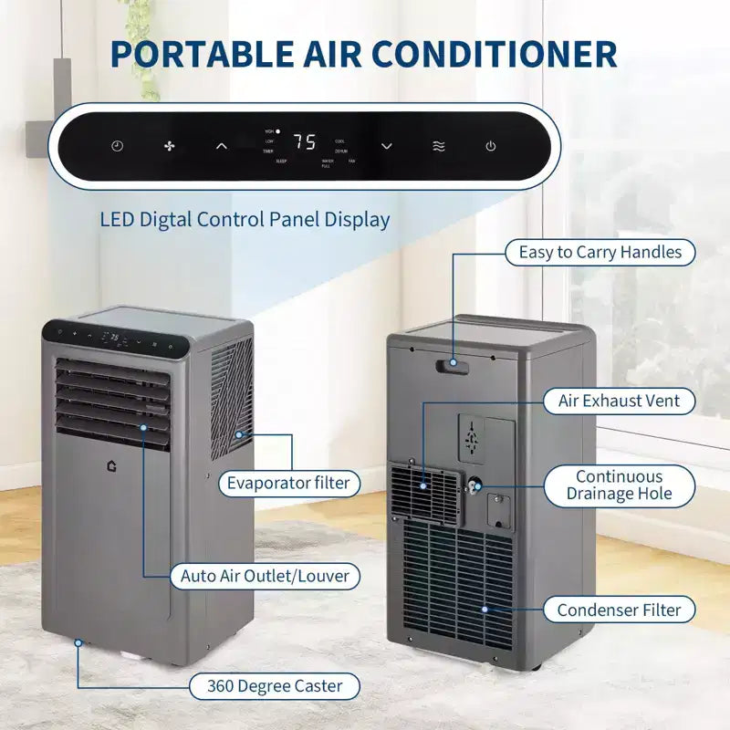 10,000 BTU Portable Air Conditioner, 3-in-1 Portable AC Unit with Fan & Dehumidifier, Room Air Conditioner Cools up to 450 Sq. Ft.
