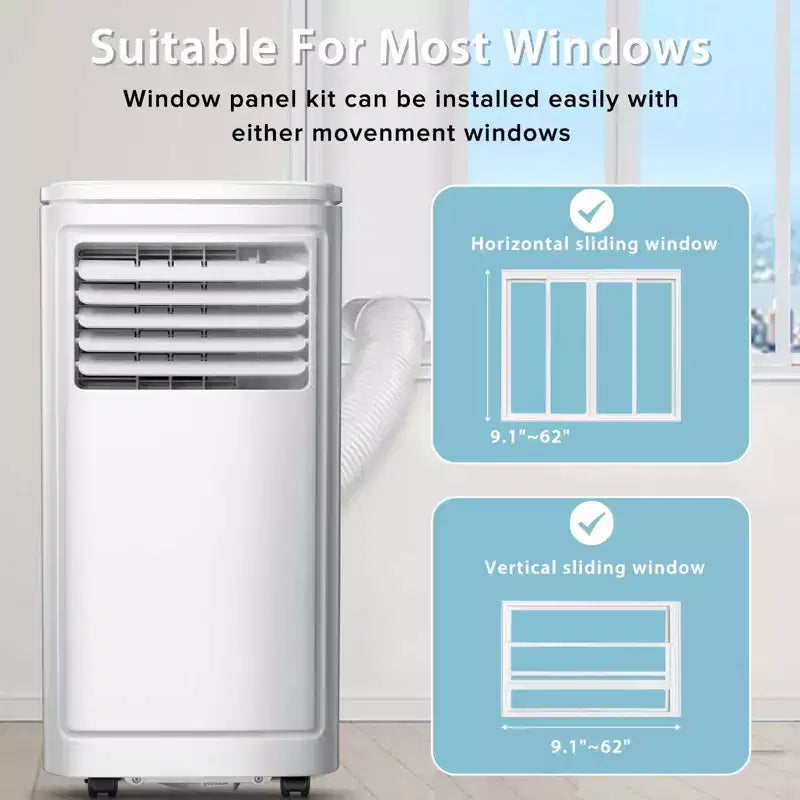 8000 BTU Portable Air Conditioner, Cools Rooms up to 350 Sq.Ft, 4-in-1 AC with Remote, LED Display, 24H Timer