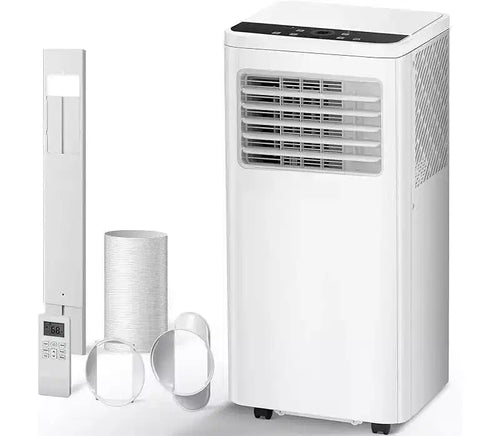 8,000 BTU Portable AC, 3-in-1 Unit with 4 Modes, Timer, LED Display, Remote & Install Kit, for Bedroom/Living Room/Office, White.