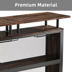MAYEERTY Mueble esquinero en L para bar en casa, almacenamiento de licor de metal y MDF E1 con 12 soportes para copas de vino y reposapiés, protector de botellas de malla metálica