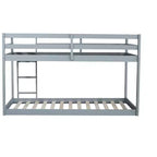MATEERTY Cama litera doble de madera maciza con escalera, plataformas superior e inferior fabricadas con listones reforzados, gris