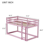 MATEERTY Cama litera de madera maciza, doble con escalera, plataformas superior e inferior fabricadas con listones reforzados, rosa