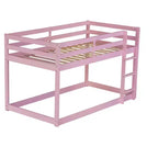 MATEERTY Cama litera de madera maciza, doble con escalera, plataformas superior e inferior fabricadas con listones reforzados, rosa