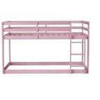 MATEERTY Cama litera de madera maciza, doble con escalera, plataformas superior e inferior fabricadas con listones reforzados, rosa