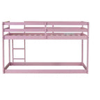MATEERTY Cama litera de madera maciza, doble con escalera, plataformas superior e inferior fabricadas con listones reforzados, rosa