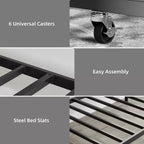 Sofá cama individual con nido extraíble, estructura de cama individual de metal resistente con nido extraíble
