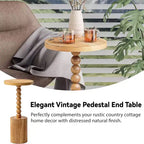 Mesa auxiliar redonda con pedestal estilo rústico COZAYH para salas de estar, dormitorios y espacios pequeños, para colocar bebidas, plantas, lámparas o piezas decorativas, marrón