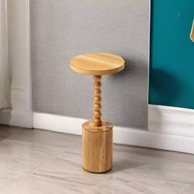 Mesa auxiliar redonda con pedestal estilo rústico COZAYH para salas de estar, dormitorios y espacios pequeños, para colocar bebidas, plantas, lámparas o piezas decorativas, marrón