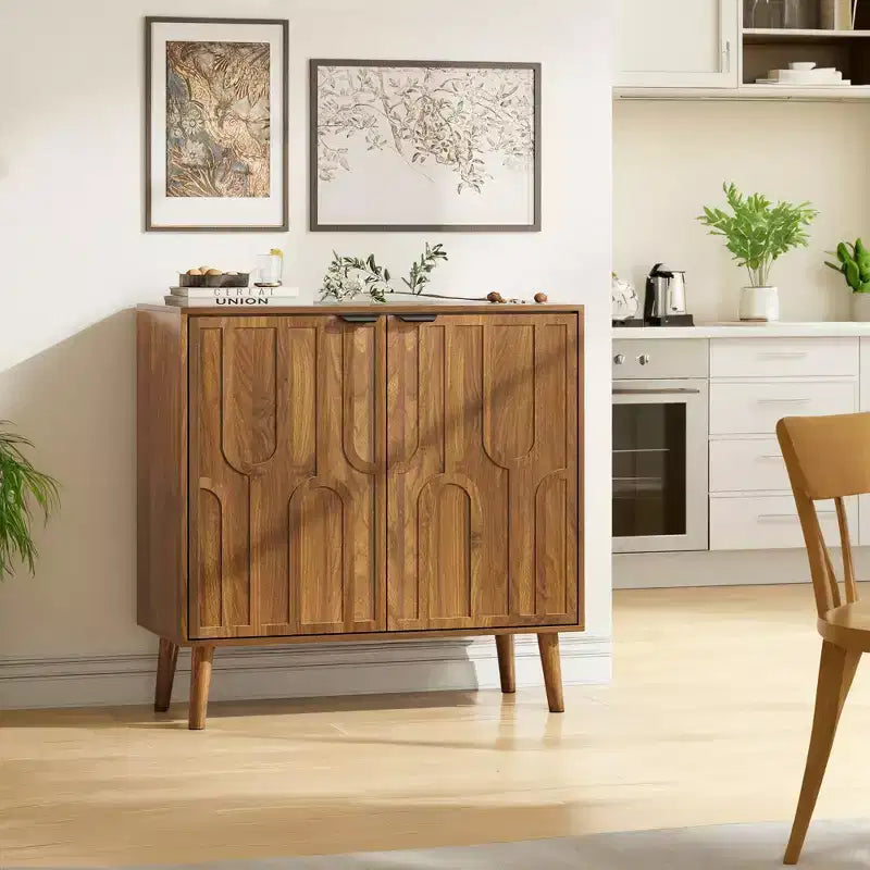 GDFStudio Nilah Farmhouse Gabinete de almacenamiento de clips de papel de 31.50'' con 2 puertas y estante ajustable