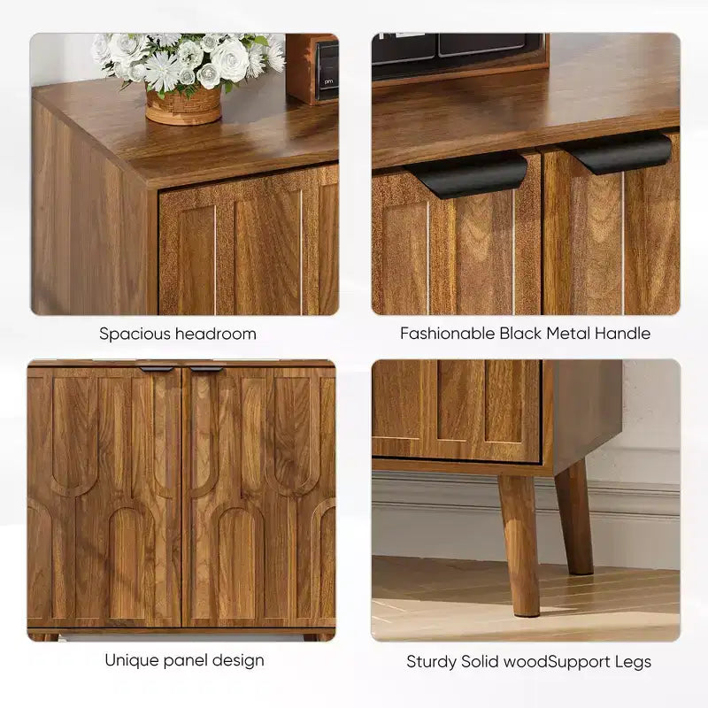 GDFStudio Nilah Farmhouse Gabinete de almacenamiento de clips de papel de 31.50'' con 2 puertas y estante ajustable