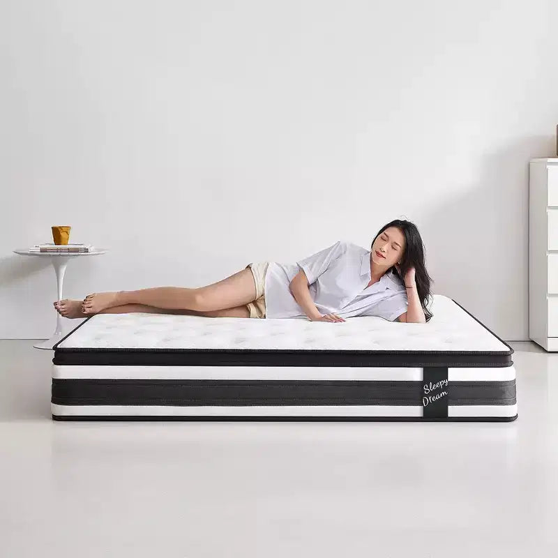 Colchón Híbrido de Muelles Ensacados Individuales de Espuma Viscoelástica Certipur-US con Funda Transpirable de 12 Pulgadas King Size