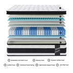 Colchón Híbrido de Muelles Ensacados Individuales de Espuma Viscoelástica Certipur-US con Funda Transpirable de 12 Pulgadas King Size