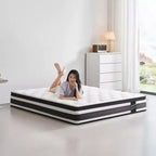 Colchón Híbrido de Muelles Ensacados Individuales de Espuma Viscoelástica Certipur-US con Funda Transpirable de 12 Pulgadas King Size