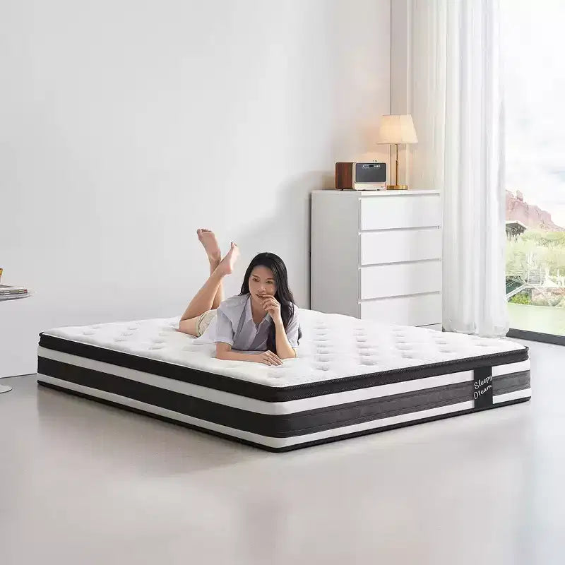 Colchón Híbrido de Muelles Ensacados Individuales de Espuma Viscoelástica Certipur-US con Funda Transpirable de 12 Pulgadas King Size