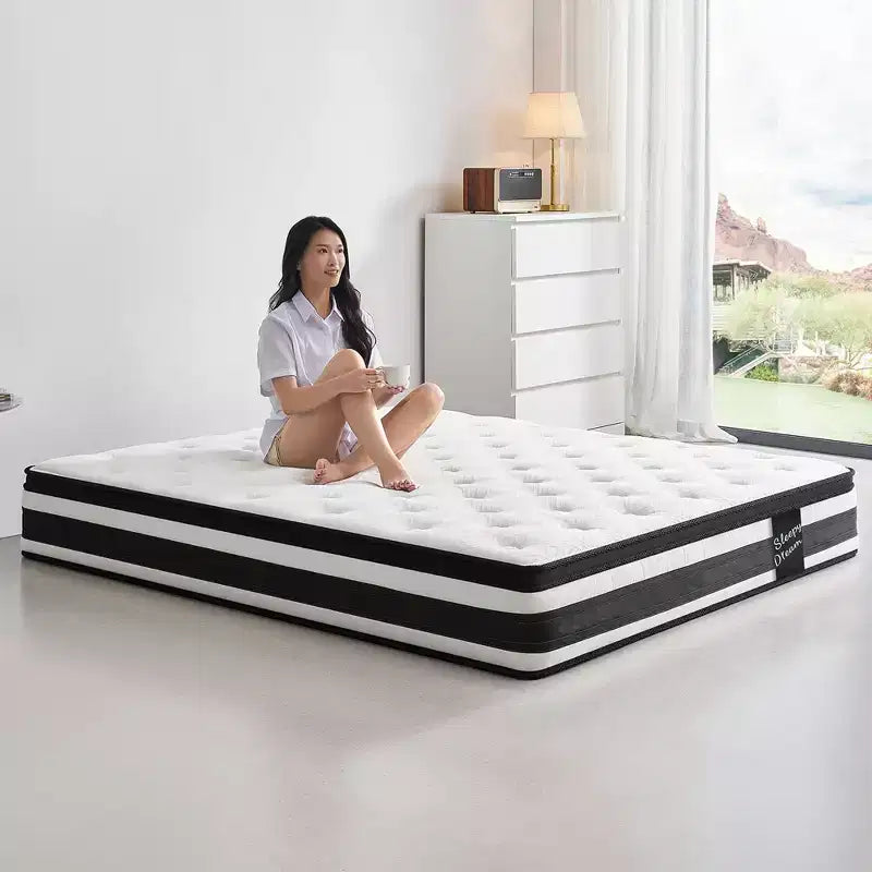 Colchón Híbrido de Muelles Ensacados Individuales de Espuma Viscoelástica Certipur-US con Funda Transpirable de 12 Pulgadas King Size
